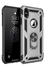 Newface İphone X Kılıf Sofya Yüzüklü Silikon Kapak - Gümüş