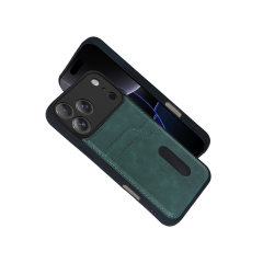 İphone 17 Pro Max Sara Kartvizitli Deri Kılıf - Yeşil