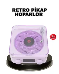 Projektör Işıklı Retro Hoparlör Bluetooth Aux Usb Hafıza Kartlı 360° Sesli Şarjlı