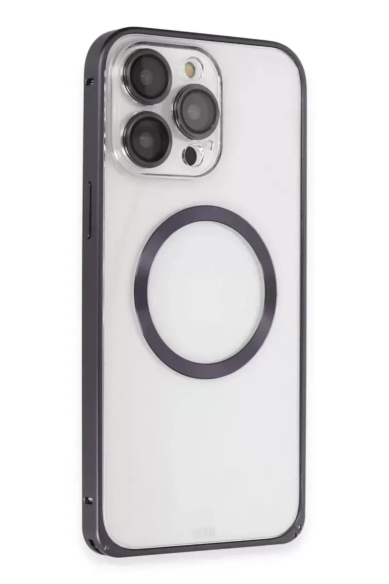 Joko İphone 14 Pro Kılıf Metal Bumper Magneticsafe Kapak - Derin Mor