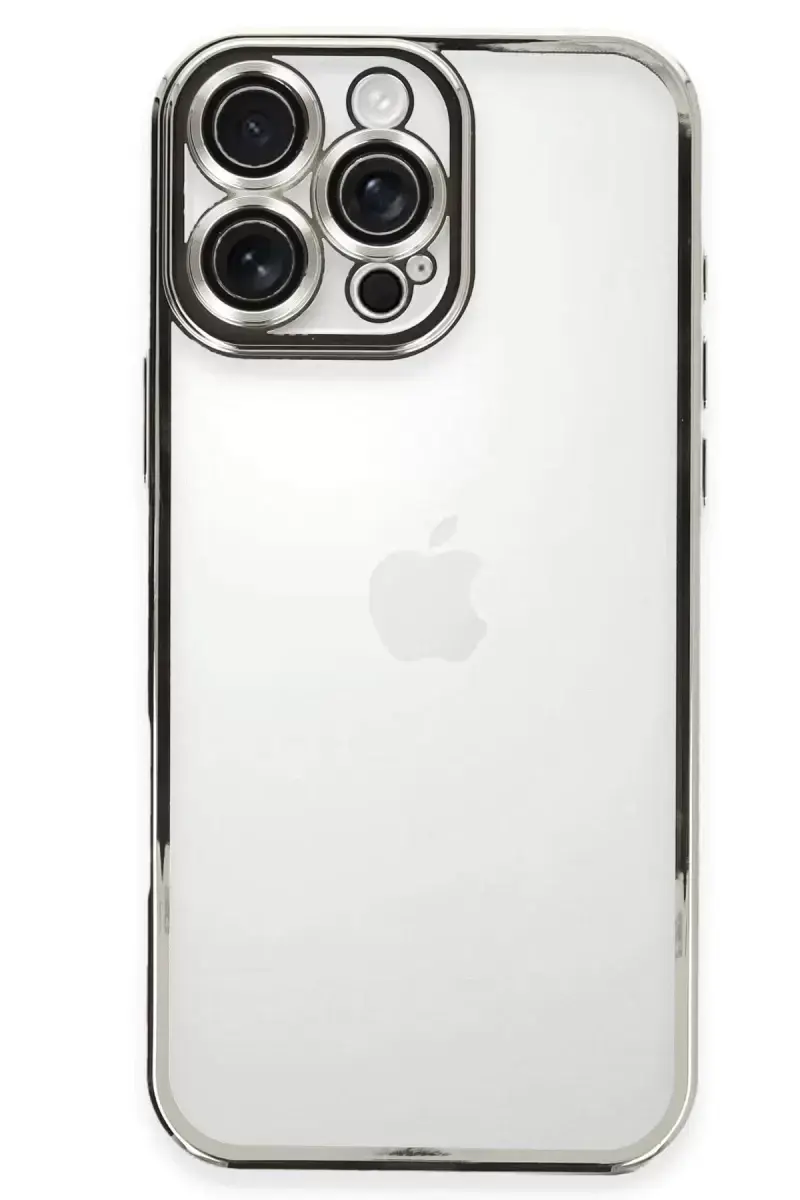 Newface Apple İphone 16 Pro Max Kılıf Razer Lensli Silikon - Gümüş