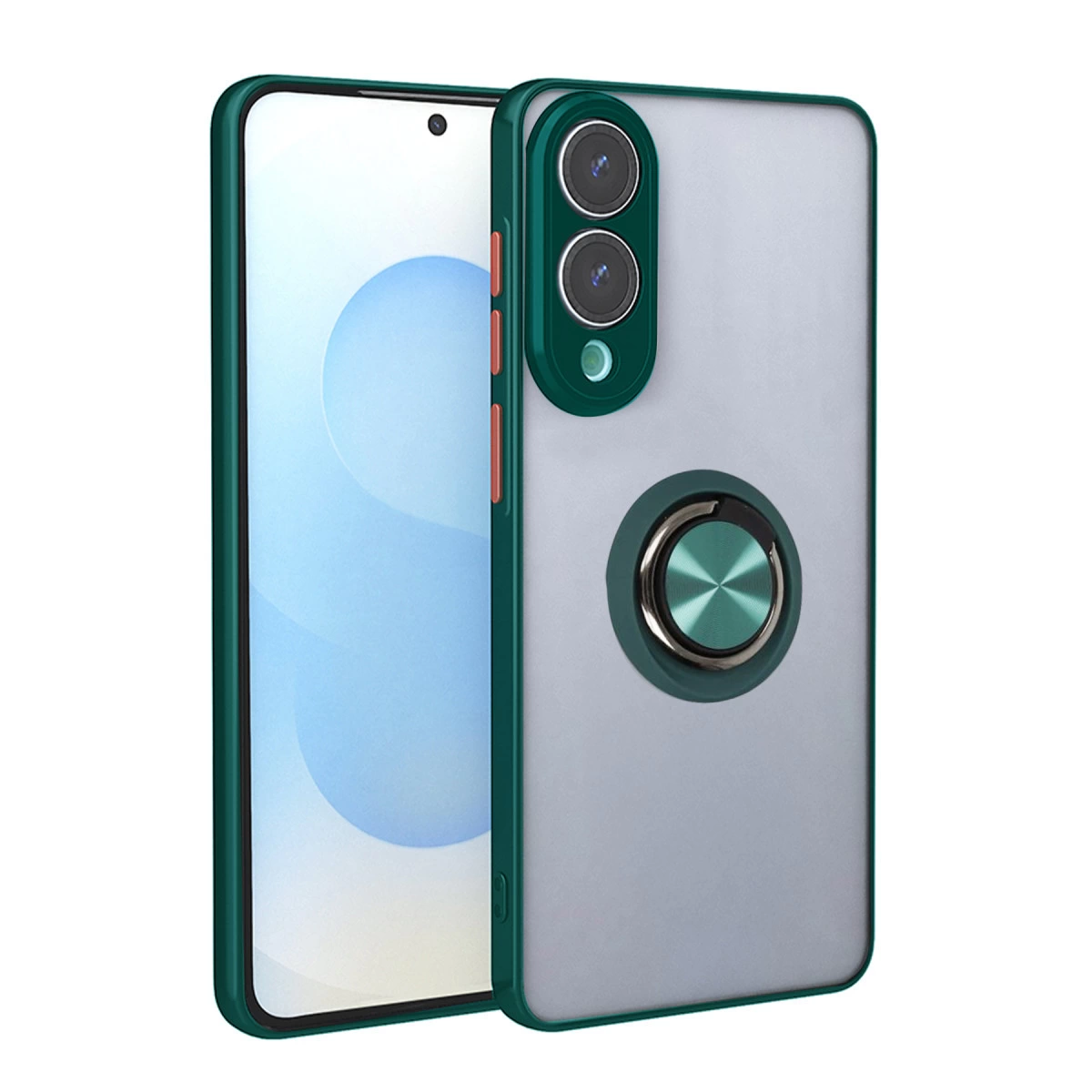 Samsung Galaxy S25 Edge Kılıf Montreal Yüzüklü Silikon Kapak - Yeşil