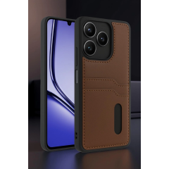 Realme Note 50 4g Kılıf Sara Kartvizitli Deri Kılıf - Kırmızı