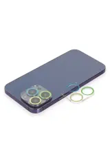 Newface İphone 13 Pro Renkli Kamera Lens Koruma Cam - Yeşil-sarı