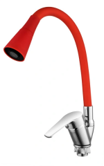 Oynar Başlıklı Çelik Spiral Üzeri Silikon Kaplama Musluk Başlığı Kobra Fonksiyonlu Musluk - Kırmızı