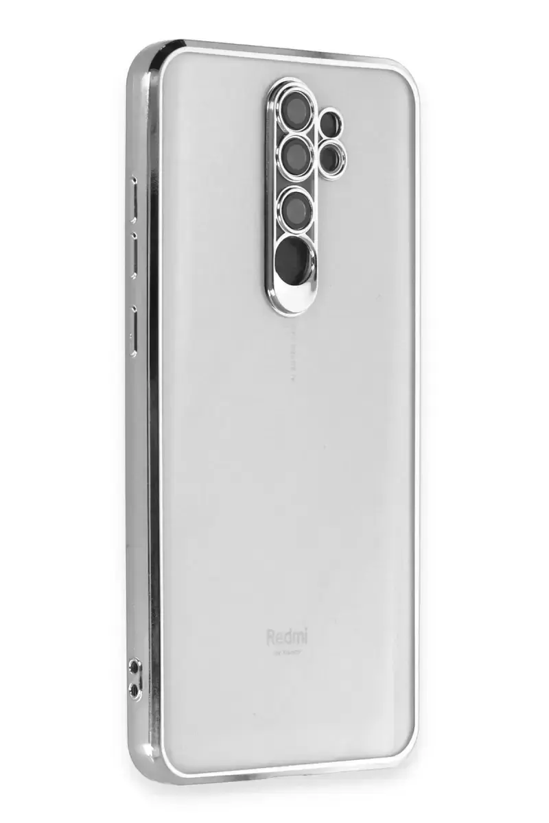 Newface Xiaomi Redmi Note 8 Pro Kılıf Razer Lensli Silikon - Gümüş