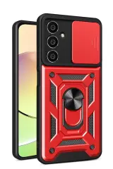 Newface Samsung Galaxy A25 5g Kılıf Pars Lens Yüzüklü Silikon - Kırmızı