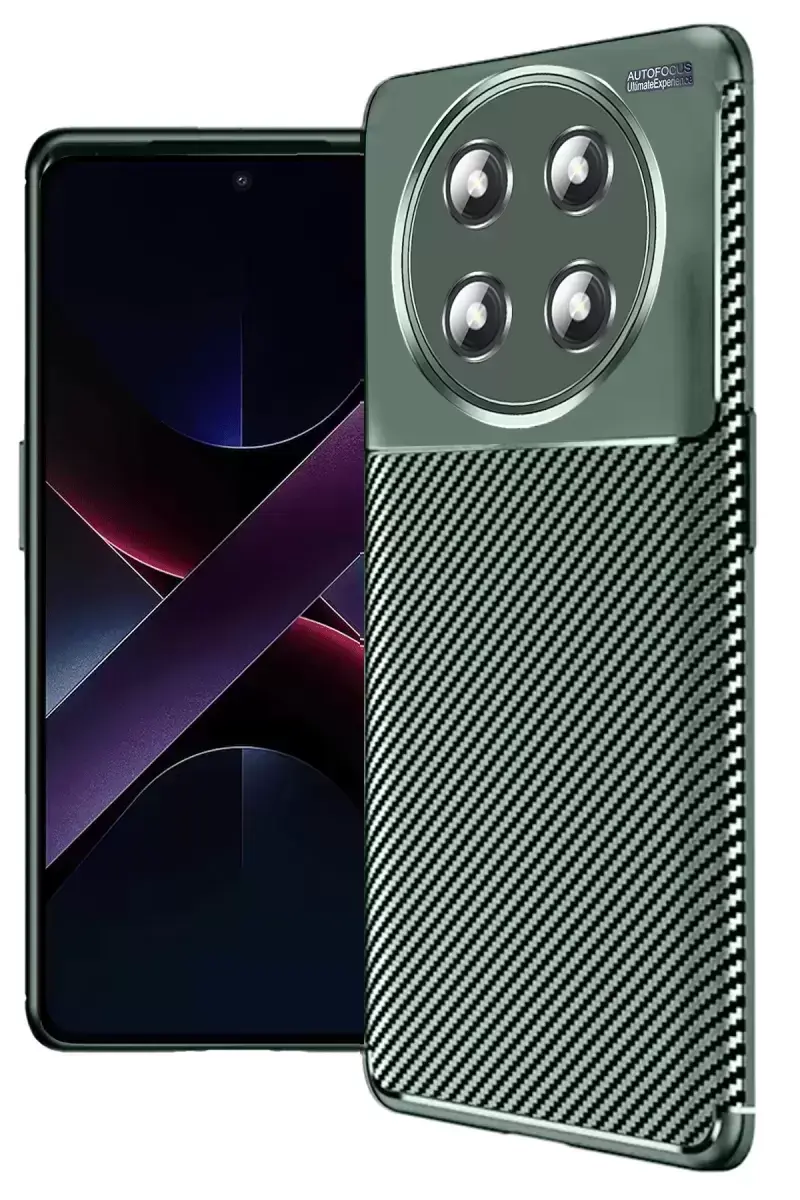 Newface Honor Magic 7 Lite Kılıf Auto Focus Karbon Kapak - Koyu Yeşil