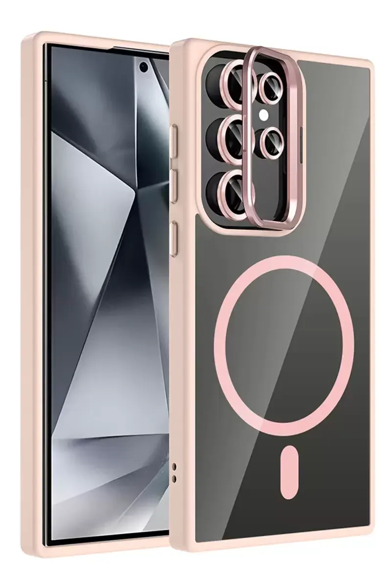 Joko Samsung Galaxy S24 Ultra Remim Lensli Magsafe Standlı Kapak - Pembe