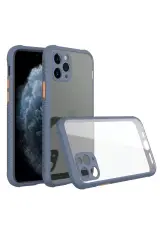 Newface İphone 11 Pro Max Kılıf Miami Şeffaf Silikon - Gri