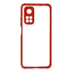 Xiaomi Mi 10t Pro Kılıf Miami Şeffaf Silikon - Kırmızı