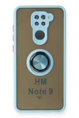 Newface Xiaomi Redmi Note 9 Kılıf Montreal Yüzüklü Silikon Kapak - Buz Mavi