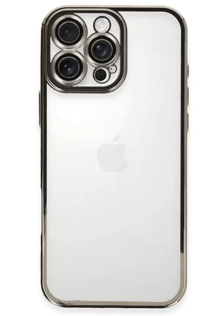 Newface Apple İphone 16 Pro Max Kılıf Razer Lensli Silikon - Titanyum Gri