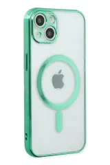 Newface Apple İphone 14 Plus Kılıf Magneticsafe Lazer Silikon - Haki Yeşil