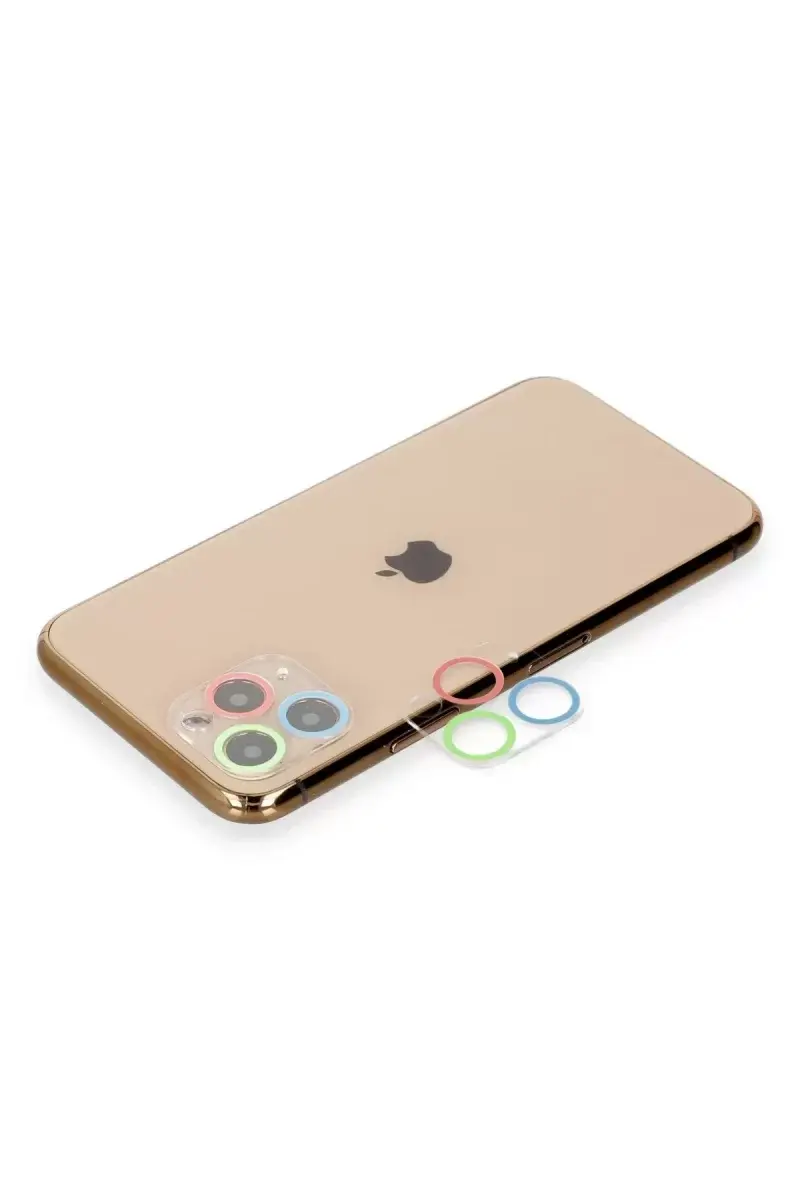Newface İphone 11 Pro Max Renkli Kamera Lens Koruma Cam - Mavi-yeşil