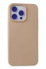 Newface İphone 15 Pro Max Kılıf Nano İçi Kadife Silikon - Pudra