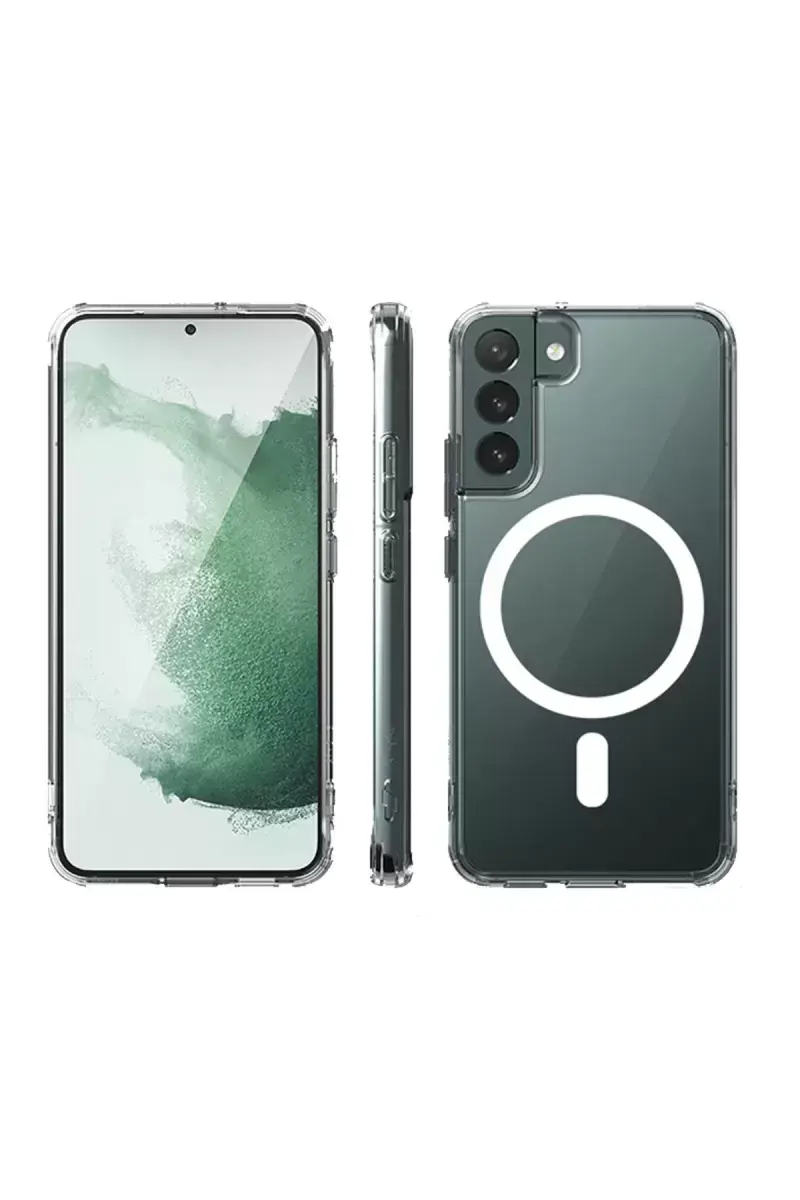 Newface Samsung Galaxy S22 Kılıf Magneticsafe Şeffaf Silikon - Şeffaf
