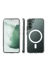 Newface Samsung Galaxy S22 Kılıf Magneticsafe Şeffaf Silikon - Şeffaf