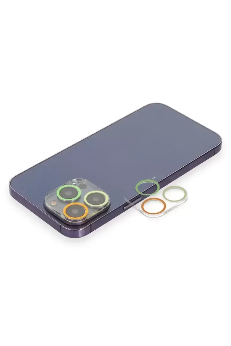 Newface Apple İphone 13 Pro Max Renkli Kamera Lens Koruma Cam - Sarı-turuncu