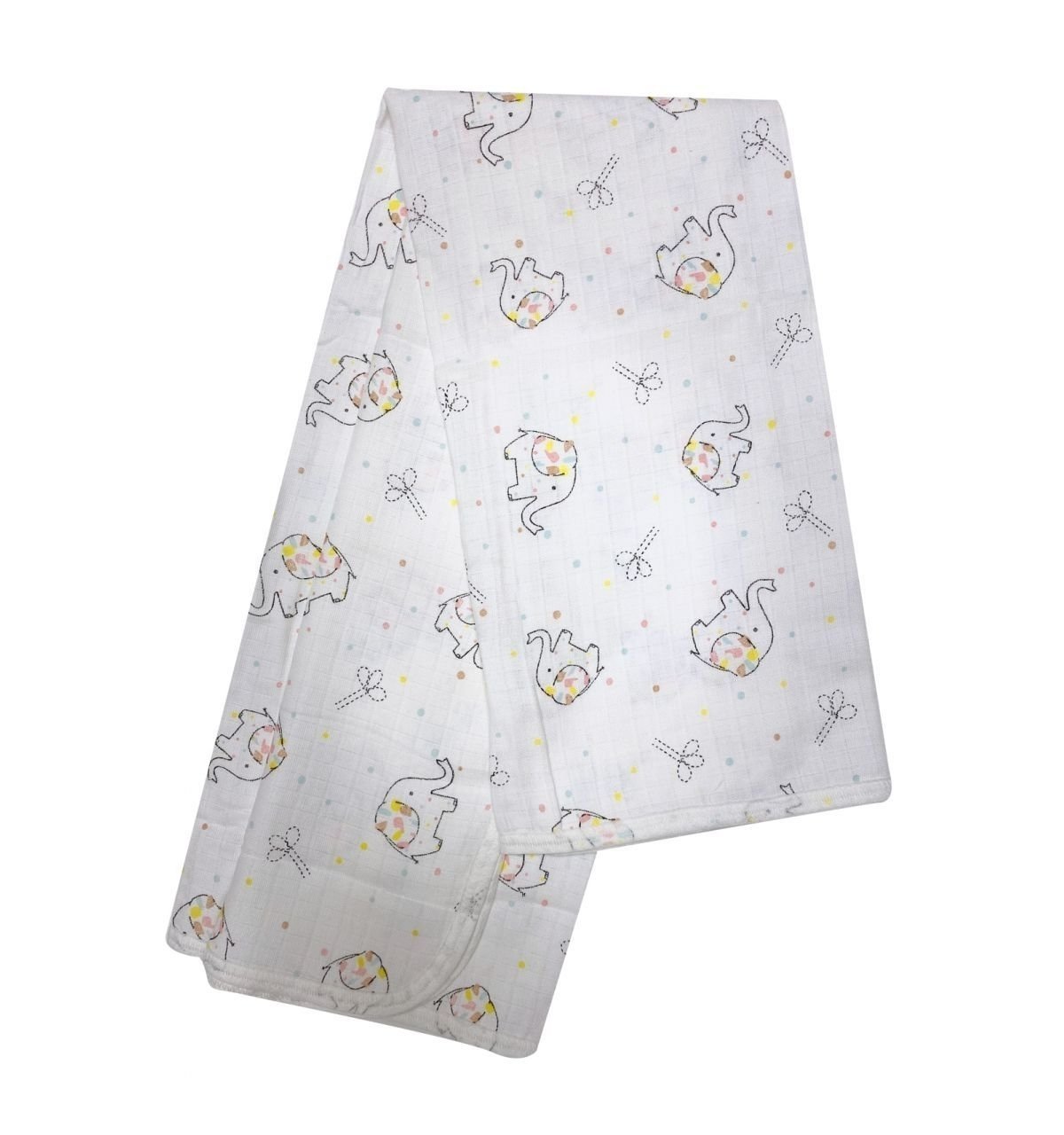 Moje Müslin Çok Amaçlı Örtü 120x100 Cm - Fil Desenli