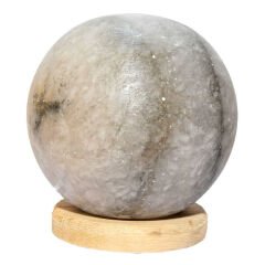 Küre Şekilli Doğal Kaya Tuzu Lambası Kablolu Ampullü Beyaz 2-3 Kg