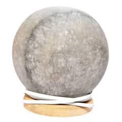 Küre Şekilli Doğal Kaya Tuzu Lambası Kablolu Ampullü Beyaz 2-3 Kg