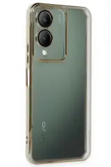 Newface Vivo Y17s Kılıf Razer Lensli Silikon - Gold
