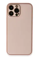Newface İphone 13 Pro Kılıf Coco Deri Silikon Kapak - Pembe