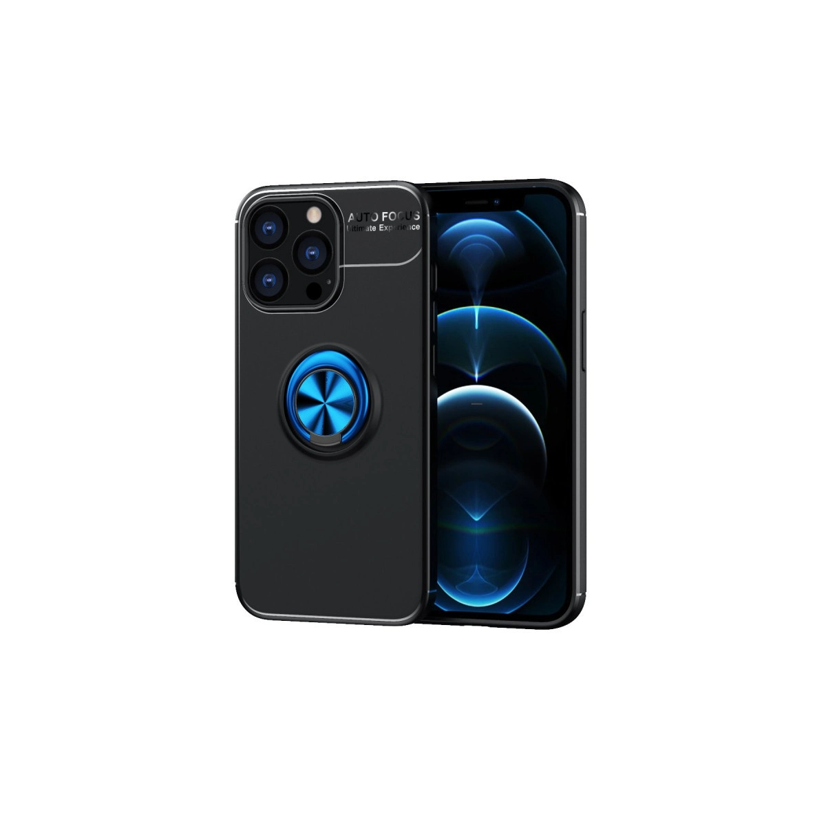 İphone 13 Pro Max Kılıf Range Yüzüklü Silikon - Siyah-mavi