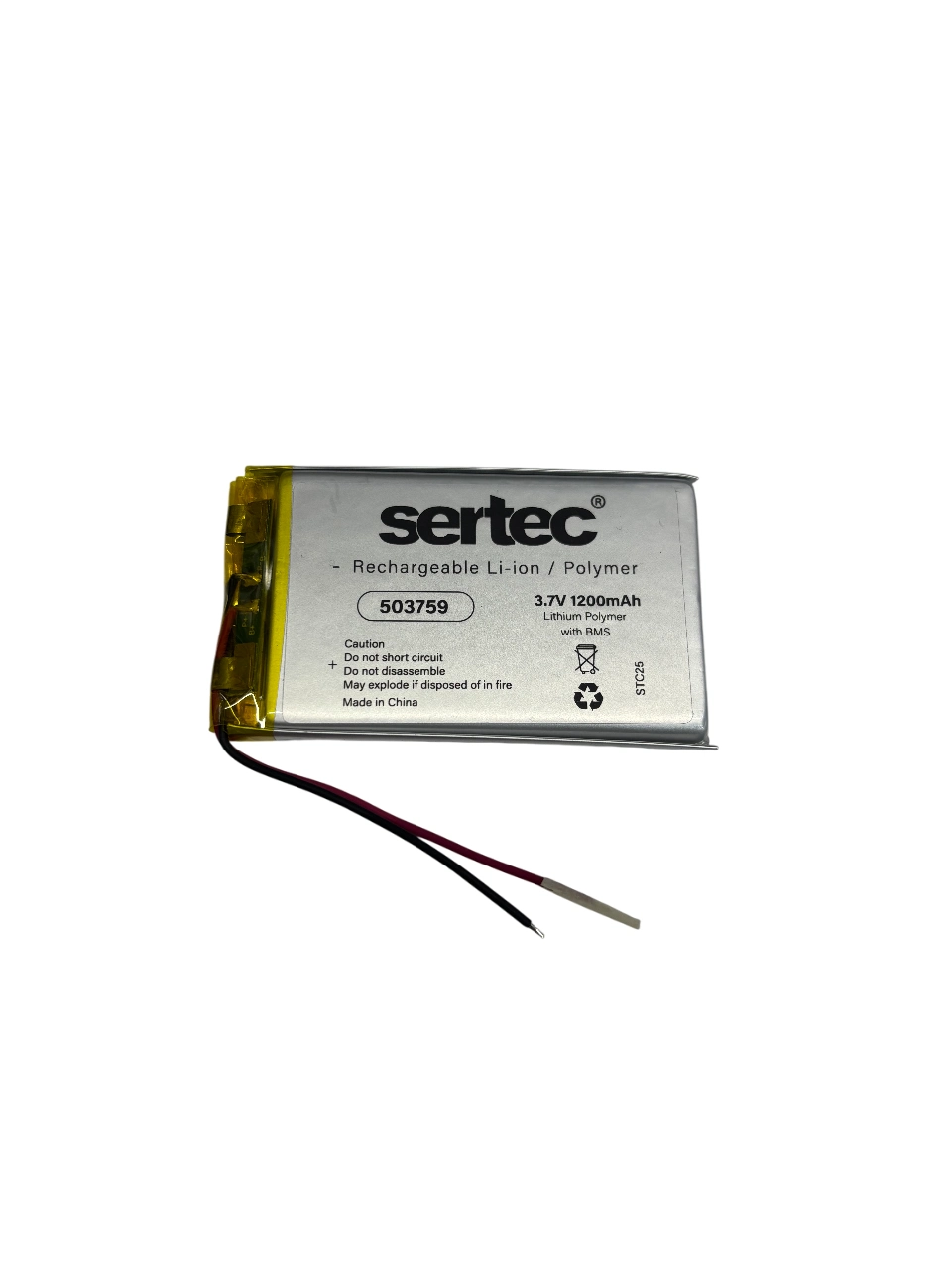 Sertec 503759 3.7v 1200 Mah Li-polymer Pil (devreli/1.5a)