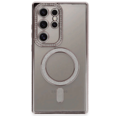 Samsung Galaxy S24 Ultra Kılıf Joke Simli Magneticsafe Kılıf - Pembe