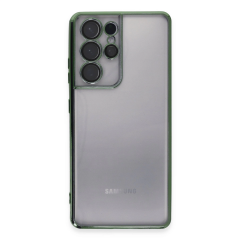 Samsung Galaxy S21 Ultra Kılıf Razer Lensli Silikon - Yeşil
