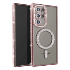 Samsung Galaxy S25 Ultra Kılıf Joke Simli Magneticsafe Kılıf - Pembe