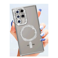 Samsung Galaxy S25 Ultra Kılıf Joke Simli Magneticsafe Kılıf - Pembe