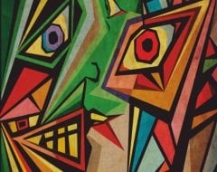 40x50cm Sayılarla Boyama Tuval - Kubizm