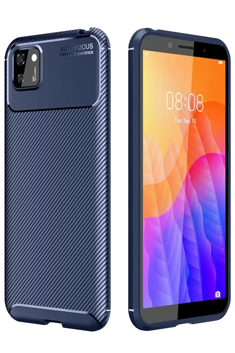 Newface Huawei Y5p Kılıf Auto Focus Karbon Kapak - Lacivert