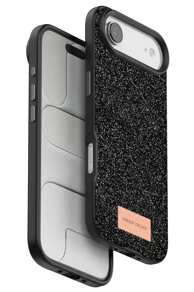 Onegif Apple İphone 17 Air Bright Simli Kapak - Siyah