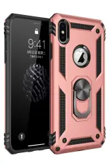 Newface Apple İphone Xs Max Kılıf Sofya Yüzüklü Silikon Kapak - Rose