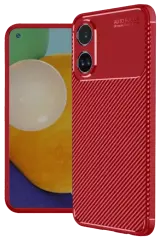 Newface Oppo A38 Kılıf Auto Focus Karbon Kapak - Kırmızı