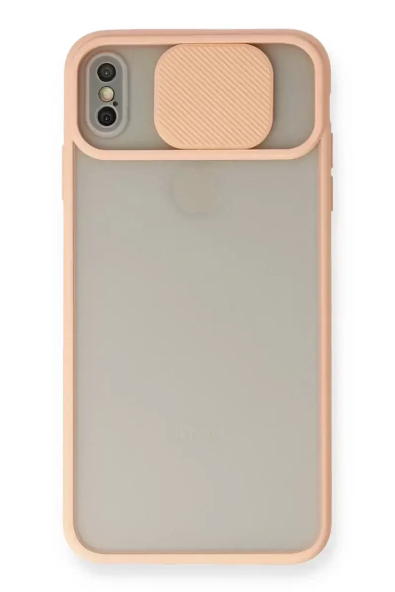 Newface İphone X Kılıf Palm Buzlu Kamera Sürgülü Silikon - Pembe