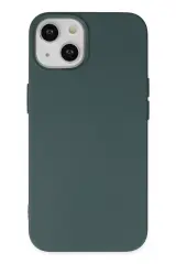 Newface Apple İphone 14 Kılıf Nano İçi Kadife Silikon - Koyu Yeşil
