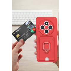 Xiaomi Redmi 14c Kılıf Zuma Kartvizitli Yüzüklü Silikon - Yeşil