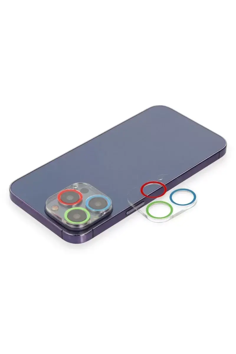 Newface İphone 13 Pro Renkli Kamera Lens Koruma Cam - Mavi-yeşil