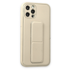İphone 12 Pro Kılıf Coco Deri Standlı Kapak - Beyaz