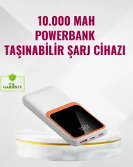 Powerbank 10000 Mah – Çift Usb Çıkışlı, Type-c Girişli, Şık Beyaz Tasarım