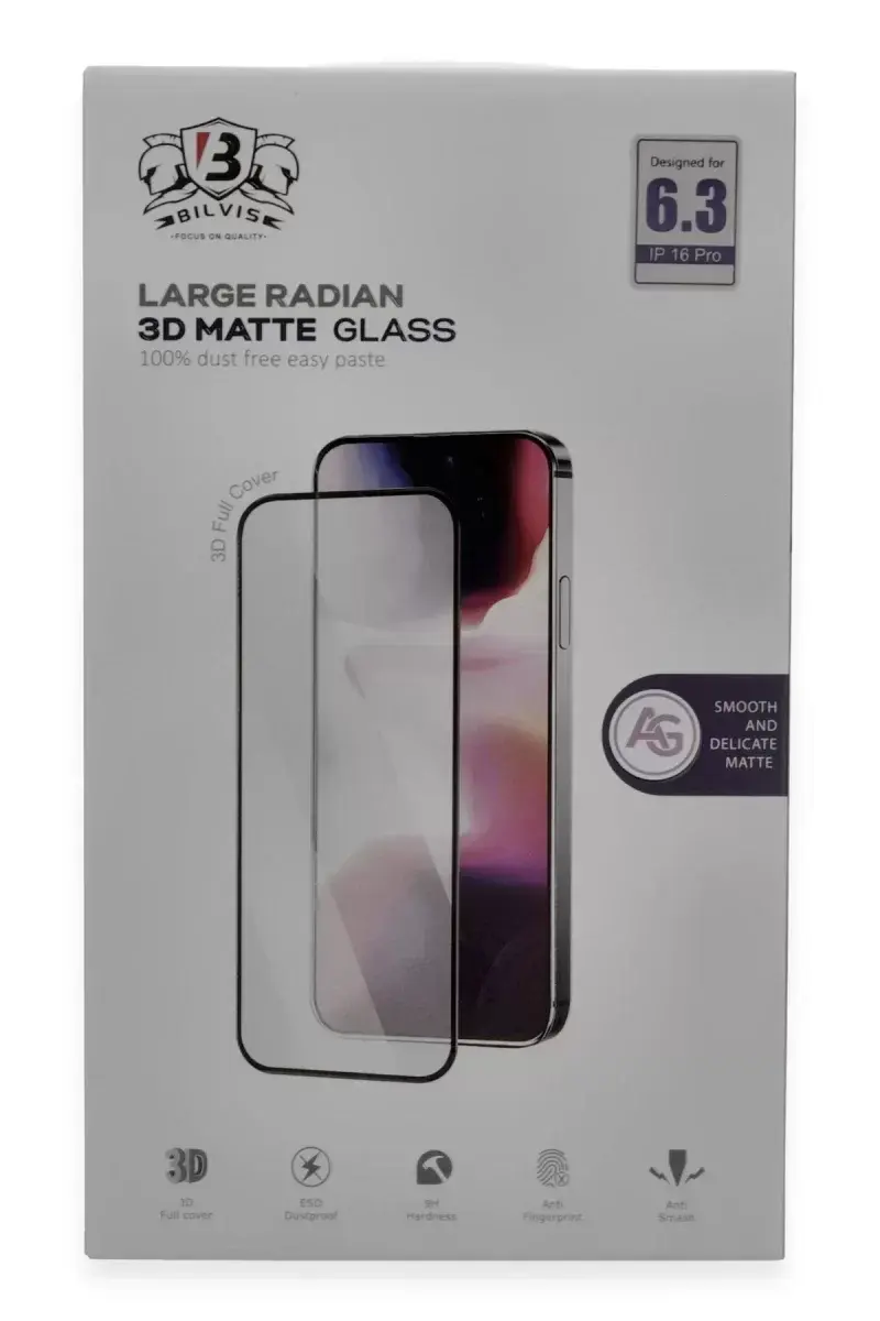 Newface İphone 16 Pro Bilvis 3d Mat Cam Ekran Koruyucu