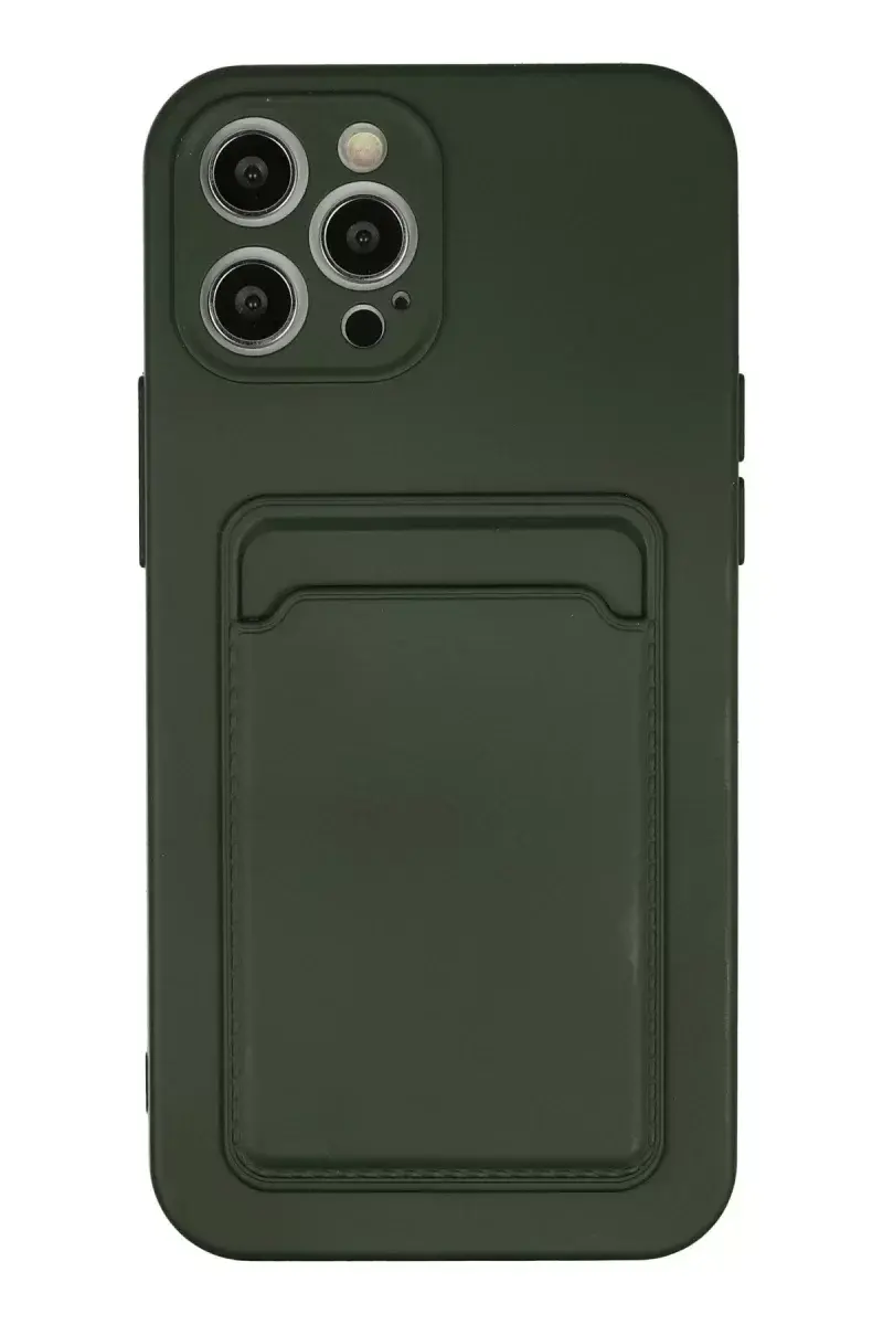 Newface İphone 12 Pro Max Kılıf Kelvin Kartvizitli Silikon - Koyu Yeşil