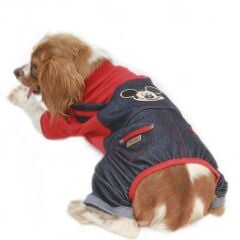 Mikie Denim Romper Köpek Tulumu Kıyafeti XX Large