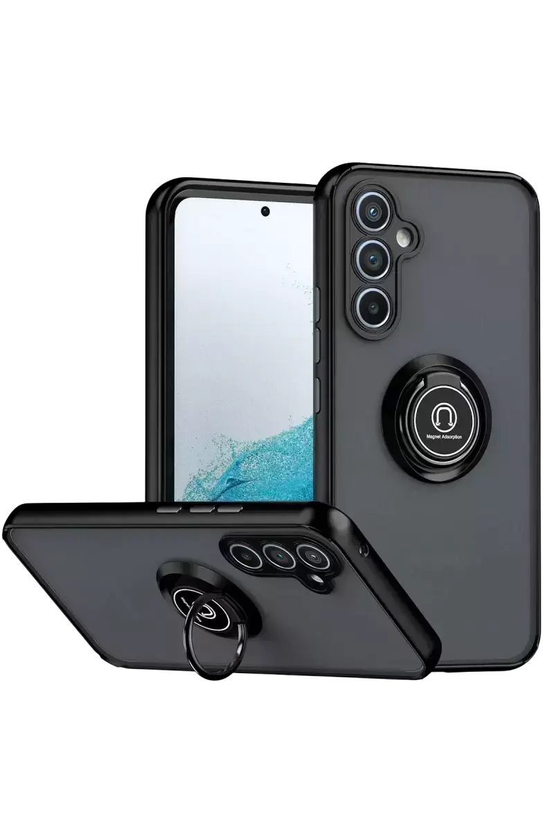 Newface Samsung Galaxy S25 Fe Montreal Yüzüklü Silikon Kapak - Siyah