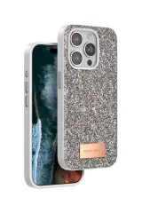 Onegif Apple İphone 14 Pro Max Bright Simli Kapak - Gold
